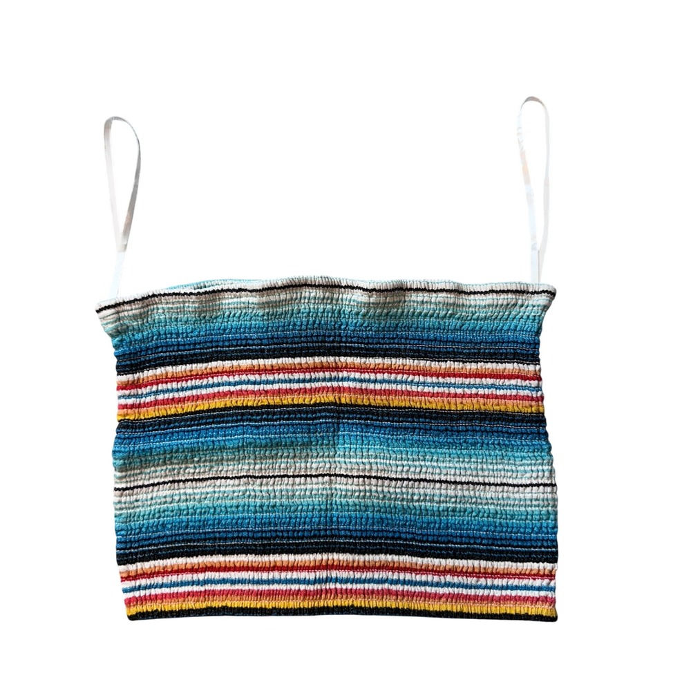 Ariat Tube Top Womens S Blue Serape Tube Slvls Top 10043669 Smocked Striped Boho